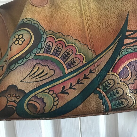 Anuschka Handpainted Leather Satchel w/ Detachable Strap - Picture 4 of 16